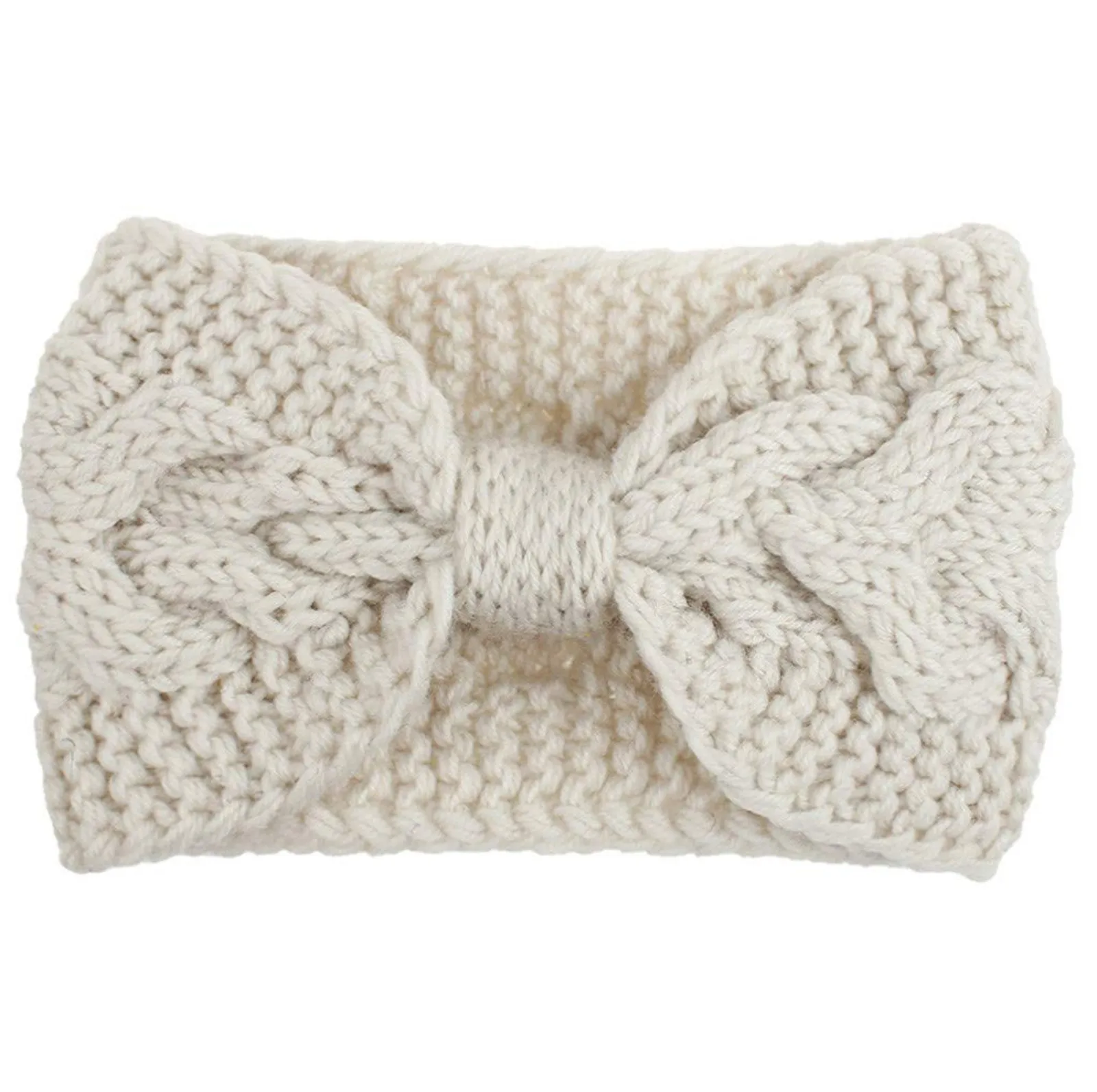 Осенне зимняя однотонная вязаная крючком шерстяная Женская повязка на голову