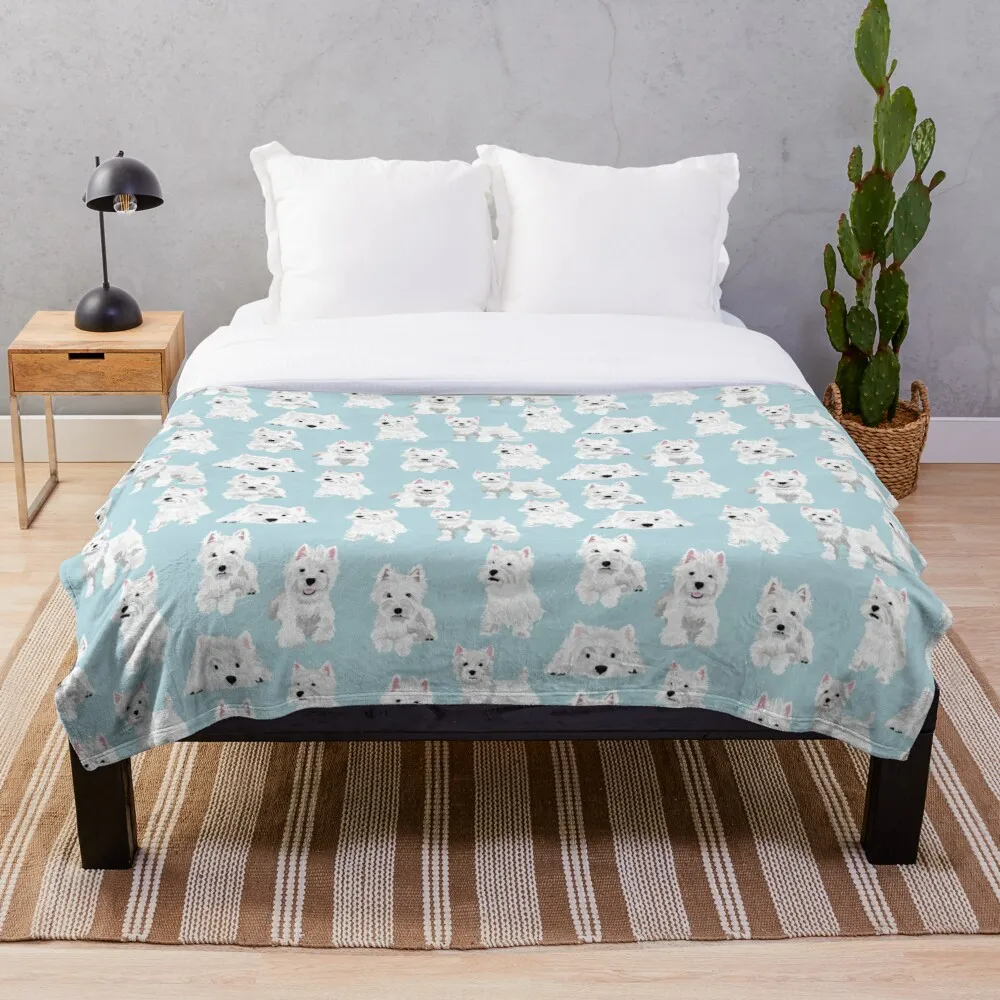 

Westie Throw Blanket Super Soft Blanket Sublimation Covered Blanket Bedding Flannel for Children Adult Bedrooms Decor