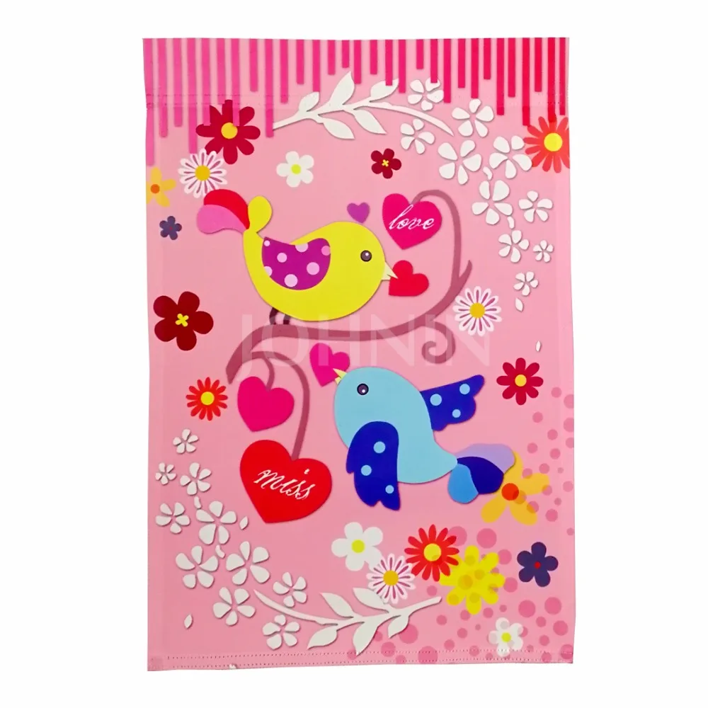 Собственный дизайн декоративный Садовый флаг в виде сердца трио любовь красный