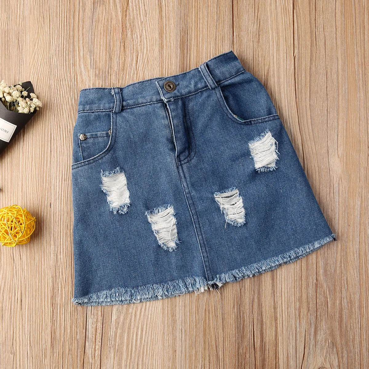 

Toddler Girl Clothes 2PCS Kid Baby Girls Short Sleeve Off Shoulder Tops Denim Ripped Skirt 2pcs Outfits 2-6Y