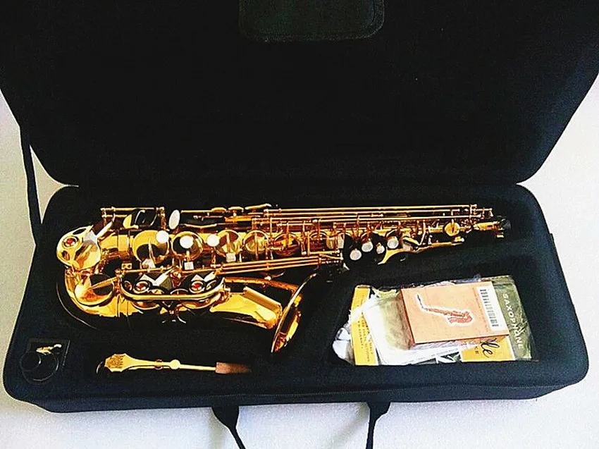 

High quality Saxophone New Golden Alto Saxophone Contract Super Sounding Musical Instruments and case