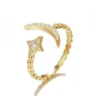 Женское кольцо из серебра 925 пробы с Луной и звездами