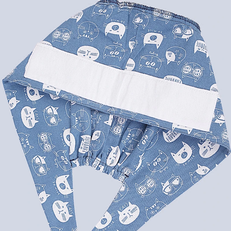 Белая Регулируемая шапка скрабы с рисунком кошки для мужчин и женщин 100% хлопок