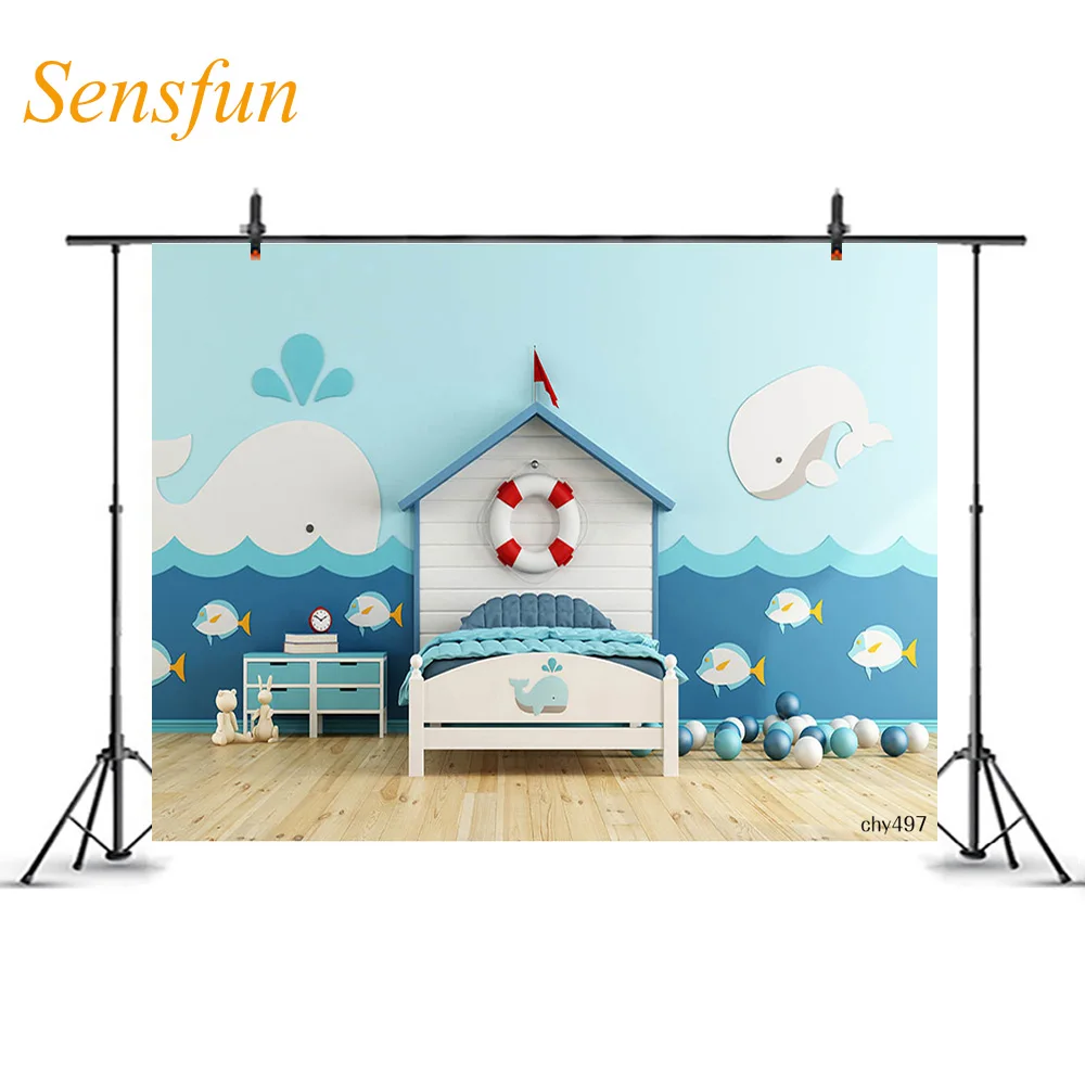 

LEVOO Interior Backdrop Kids Room Marine Style Toys Whale Background Photography Shoot Props Photo Studio Photophone Vinyl