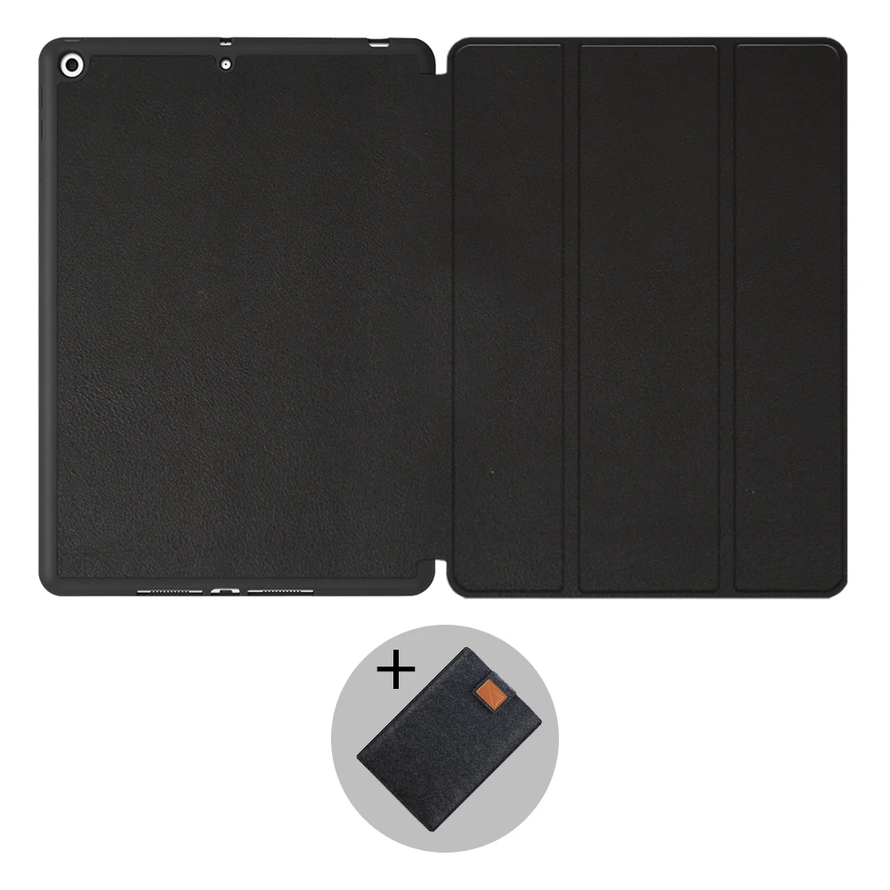Black Чехол для планшета MTT, для iPad 7 поколения, 10,2 дюймов,, ТПУ, мягкая задняя крышка из искусственной кожи, флип, умный чехол с карандашом, сумка для планшета, чехол - Цвет: Black