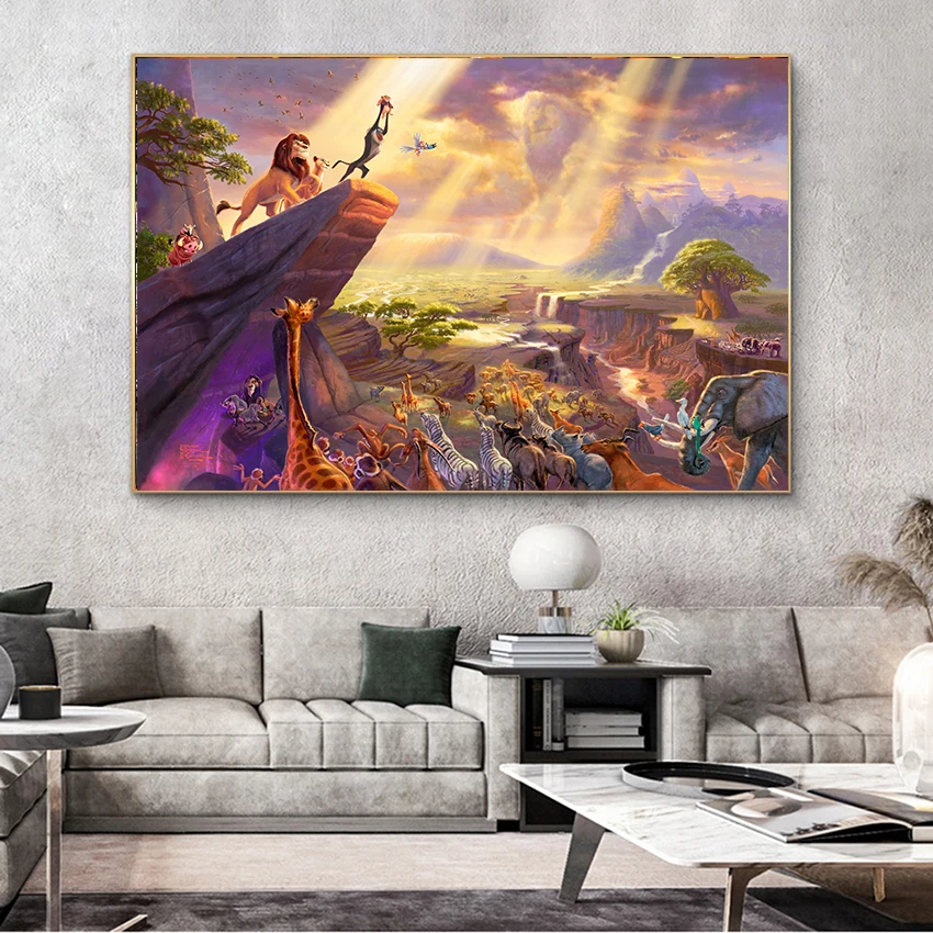 

Disney's Classic Animated Film Canvas Painting Lion King Snow White Poster and Print Wall Art Pictures for Living Room Decor