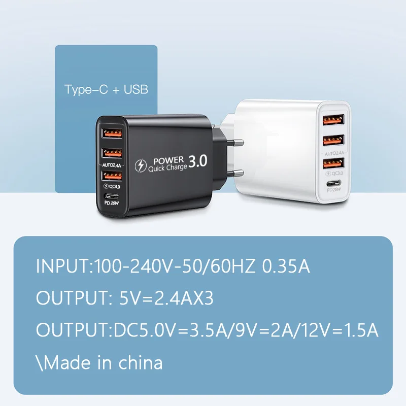 PD 20W USB 3.0 Type-C Charger Fast Quick Charge Mobile Phone For Iphone 11 12 13 Samsung Xiaomi Android Ipad C Power Adapter | Мобильные