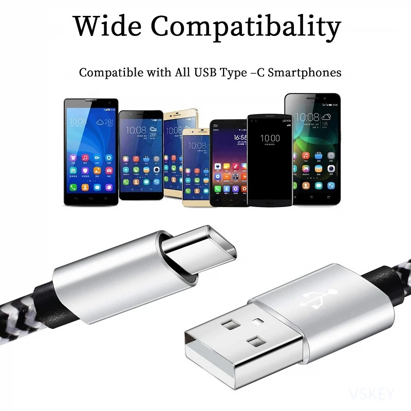 VSKEY 2 шт. USB Type C кабель для Samsung Galaxy S21 S20 S8 S9 S10 Plus Note 20 10 9 Порт Быстрая зарядка