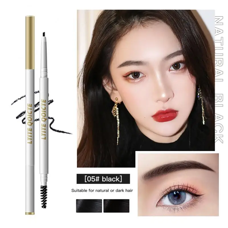 

Natural Makeup Double Head Super Fine Eyebrow Pencil Waterproof Lasting Eye Black Brown Make Rotatable Up Eyebrow Pen with Brush