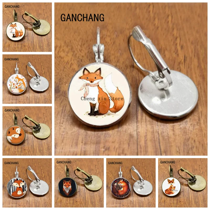 Новинка мультфильм серьги в виде лисьей морды лесной био круглых ювелирных