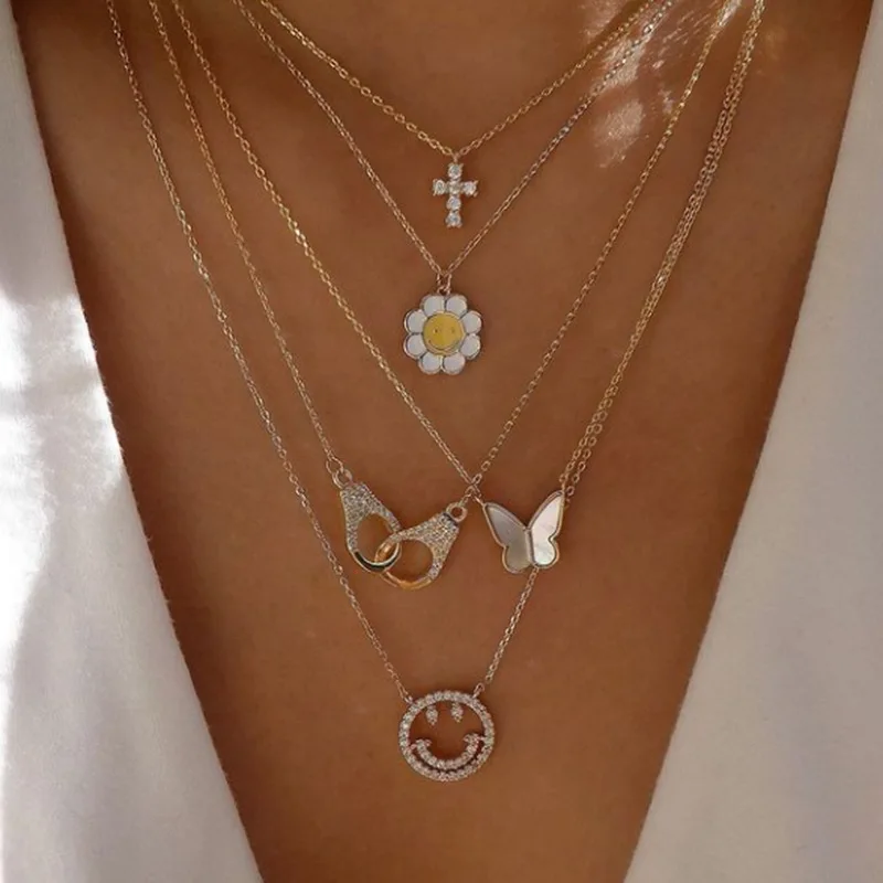 

Stainless Steel Jewelry Two-tone Sunflower Pendant Necklace For Women