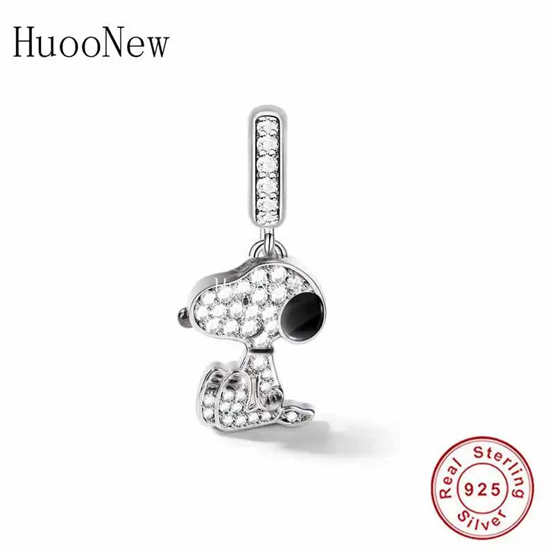 

Fit Original Pandora Charm Bracelet Real 925 Sterling Silver Cartoon Dog And People Bead For Making Women Chrismtas Berloque DIY