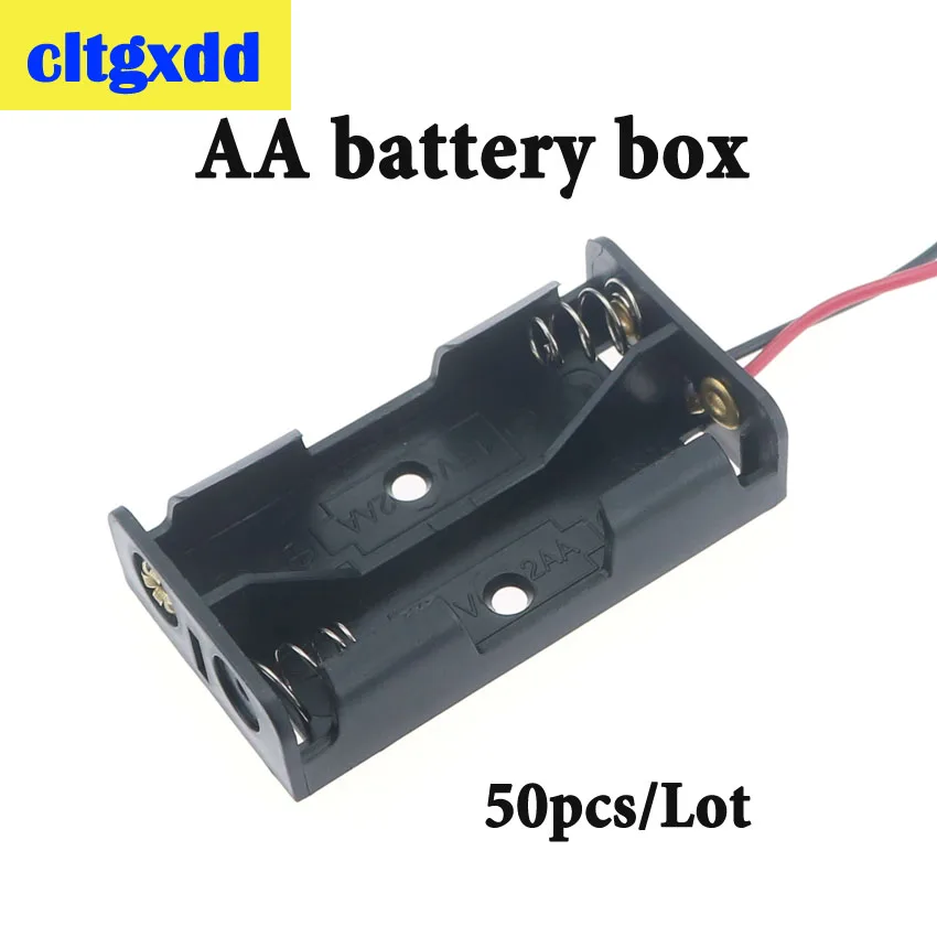

50pcs New 1 2 Slots AA Battery Case Box AA LR6 HR6 Battery Holder Storage Case With Lead Wire For Electronic equipment, DIY toys