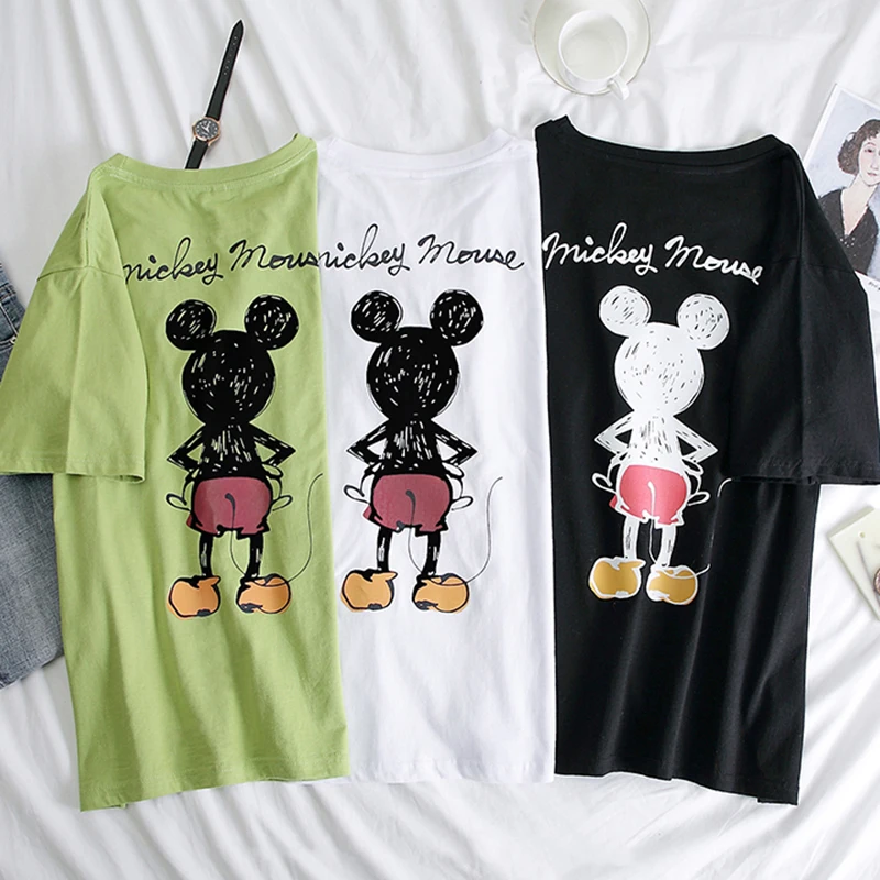 Disney 2021 футболка женская с Микки Маусом Минни Маус короткий рукав лето обычная О