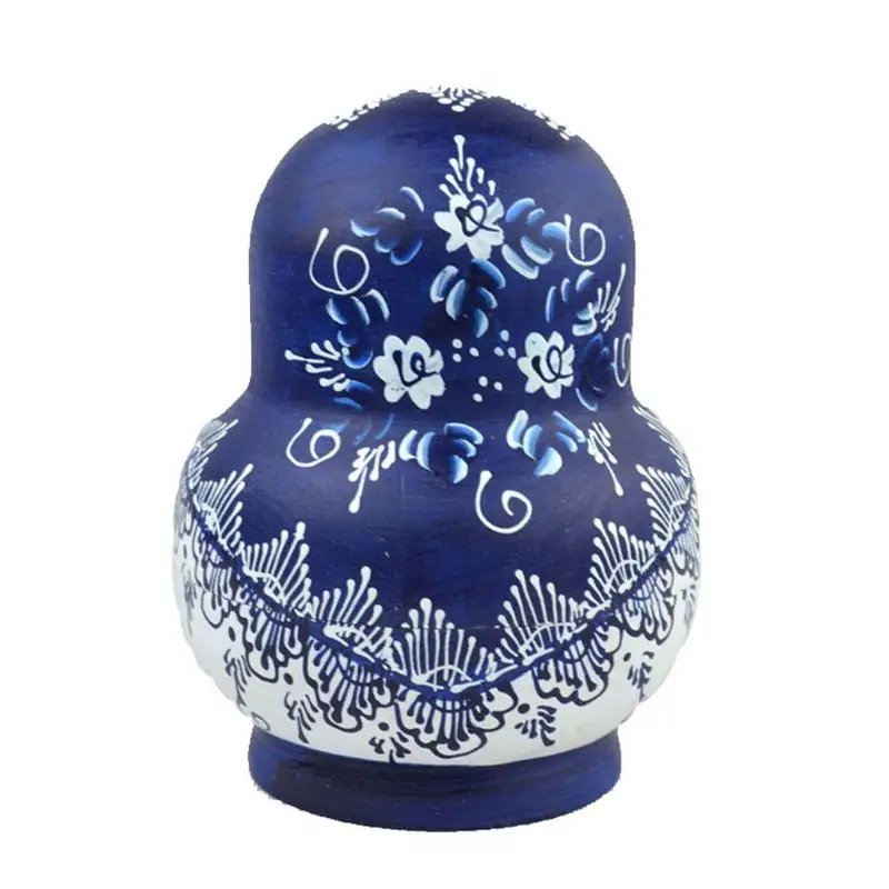 10pcs/set Painted Russian Matryoshka Blue and White Porcelain Pot-bellied Doll | Игрушки и хобби