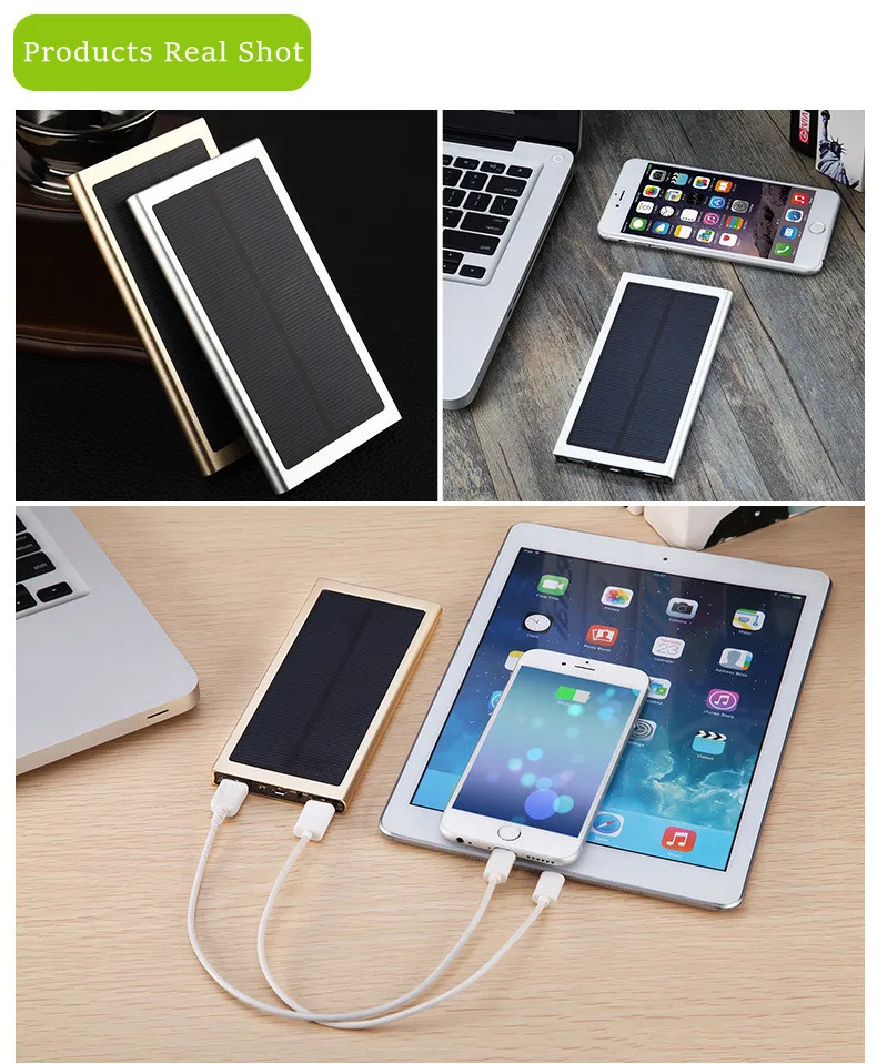 solar power bank ultra thin mobile phone universal 10000 mah for apple samsung xiaomi mi free global shipping