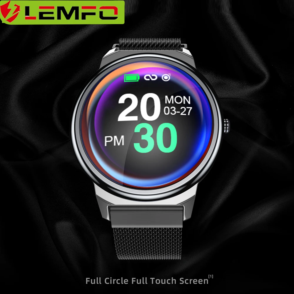 LEMFO Смарт часы ELF1 полный сенсорный круглый экран монитор сердечного ритма