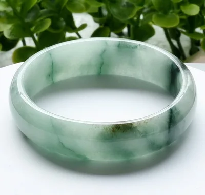 

zheru jewelry natural Burmese jade 54-64mm light blue flower two-tone bracelet elegant princess jewelry for mother to send girlf