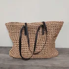 Женская соломенная сумка на плечо, 2019 дамы новой большой вместимости, пляжная сумка, простой дизайн одежды для путешествий во время отдыха, богемная, дикая, практичная пляжная одиночная сумка