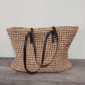 Женская соломенная сумка на плечо, 2019 дамы новой большой вместимости, пляжная сумка, простой дизайн одежды для путешествий во время отдыха, богемная, дикая, практичная пляжная одиночная сумка