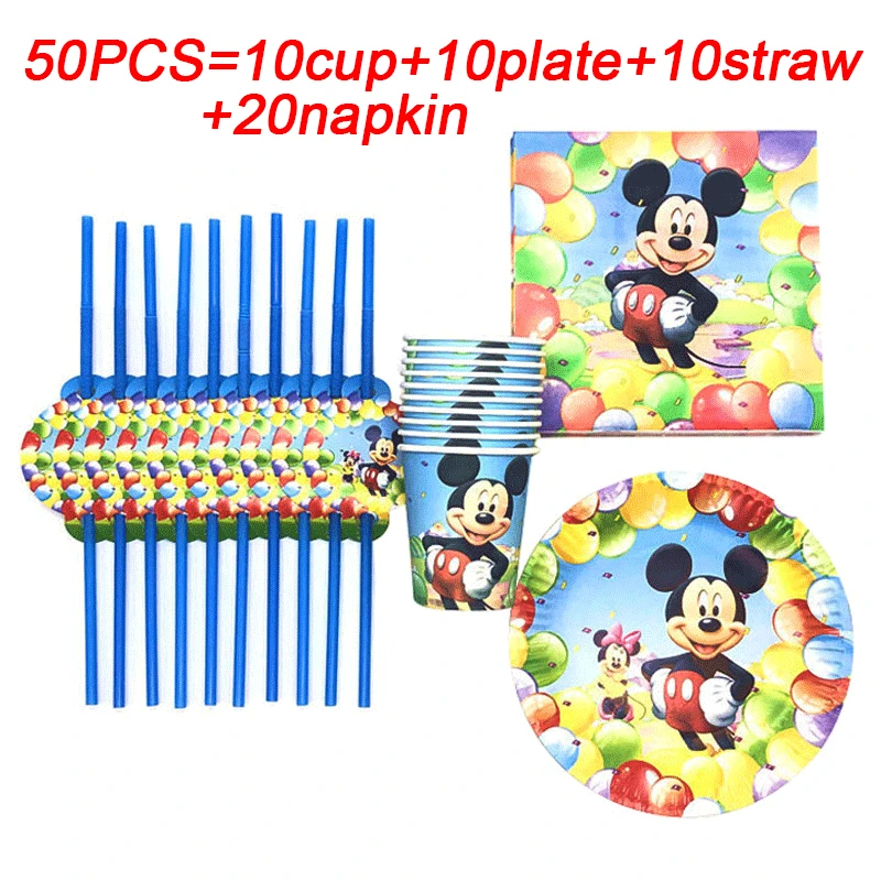 

Disney Mickey Mouse Kids Party Disposable Cup Plates Napkins Cartoon Mickey Mouse Theme Happy Birthday Party Supplies Gift Bags