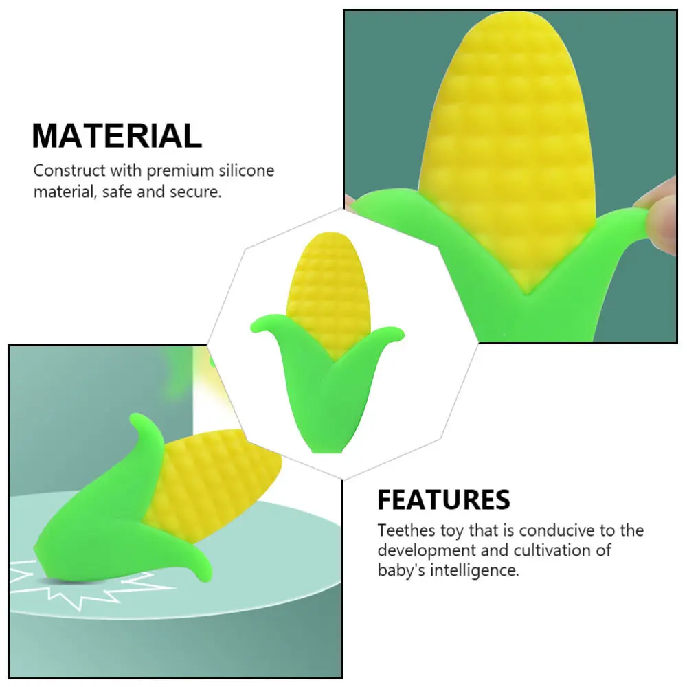 

1Pc Corn Shaped Baby Molar Silicone Chewing Teeth Grinding Rod Yellow Green