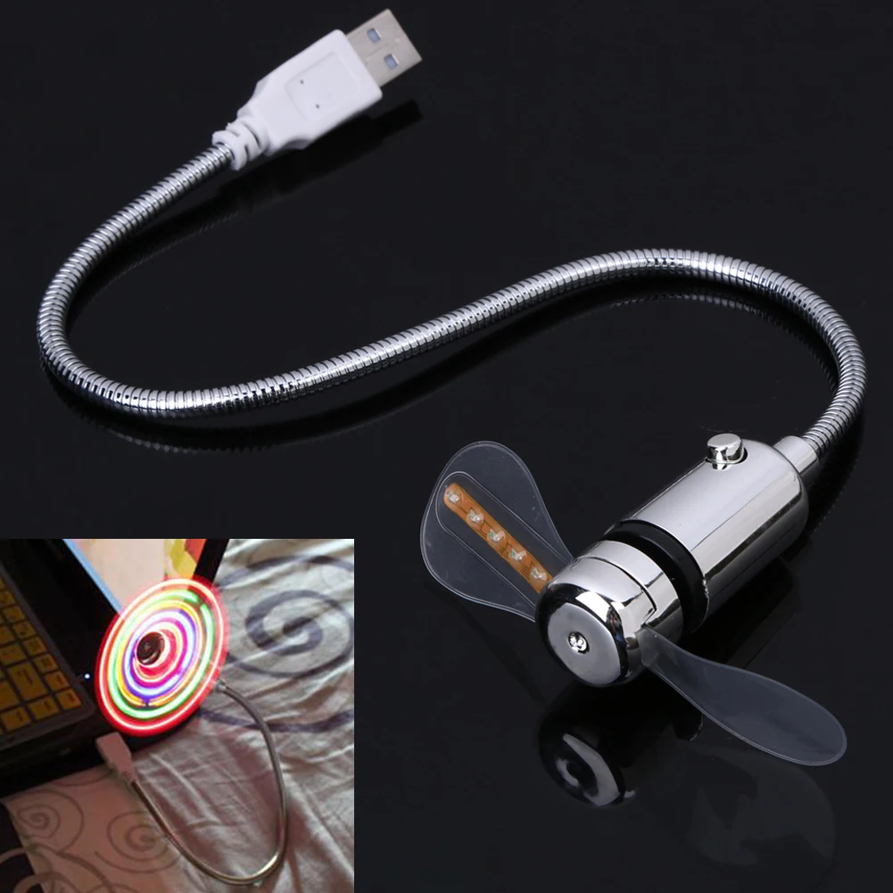 

Portable Electric Fan USB Desk Fan with 5 Color LED Light Switchable LED Light Cool Gadget Summer Radiator Mini Air Cooler