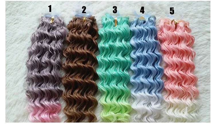 curly doll wig 25cm Мода 25*100 см DIY мини-парик для куклы, высокотемпературный материал, прямые волосы, парик для BJD, аксессуары для куклы с высокой температурой - Цвет: curly doll wig 25cm