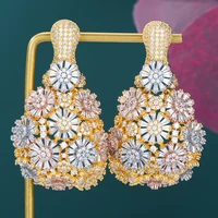 trendy noble dubai women wedding big drop pendant earrings necklace jewelry set fine super cz new design fashion accessories