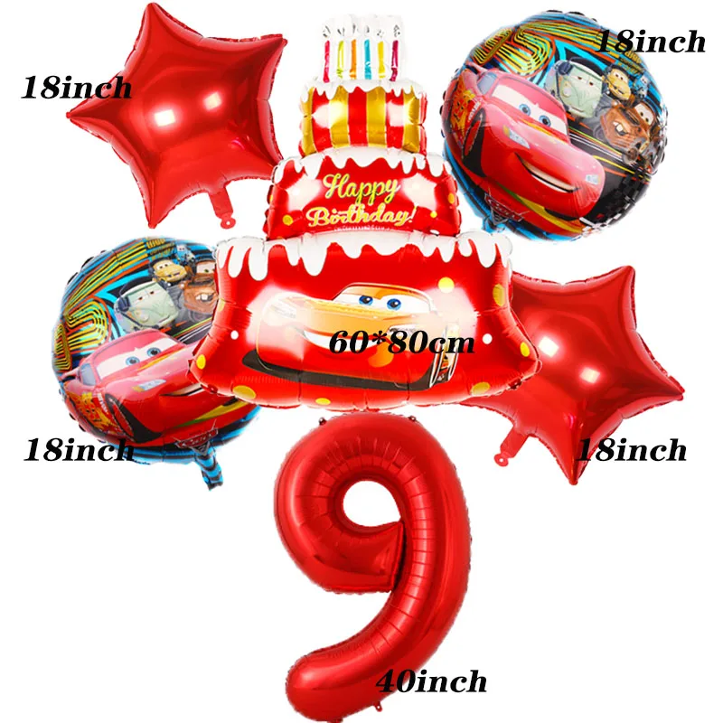 

6pcs/set Disney McQueen car Ballons Children Birthday Party Decoration Supplies Baby Shower Aluminum Foil Balloons kid toy Globo