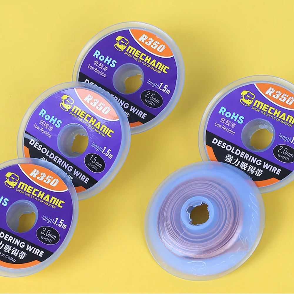 Desoldering Wire MECHANIC R350 1.5M 1.5/2.0/2.5/3.0/3.5MM For Removal Of Solder Slag on PCB Suction Strong Tin Tape | Инструменты