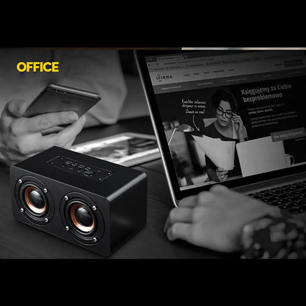 

DishyKooker Bluetooth Speaker W5TV Version Mobile Phone Microphone Wooden Card Subwoofer Small Stereo