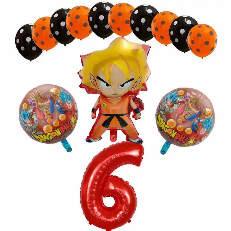 Шоколад 14 шт./компл. с мультяшными принтами, 7 Dragon Ball шар вуконг» Фольга шар шара с цифрой День рождения украшения Гоку для мальчиков детские игрушки расходные материалы - Цвет: Шоколад