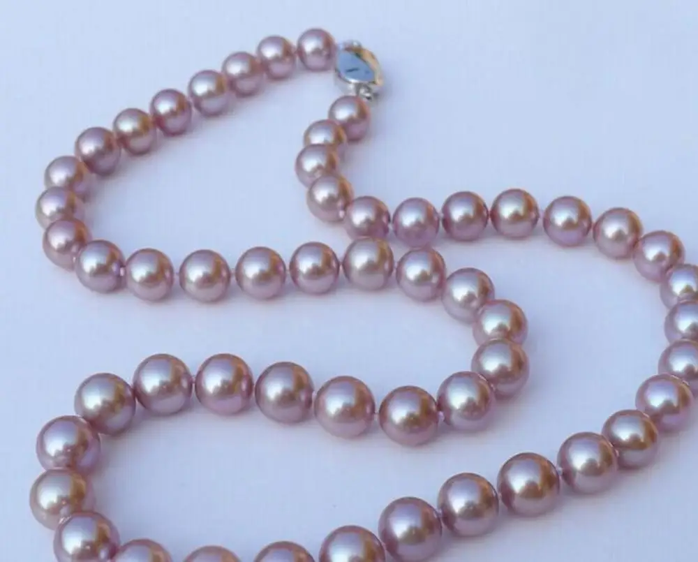 

elegant 8-9MM south sea natural round lavender pearl necklace 18inch