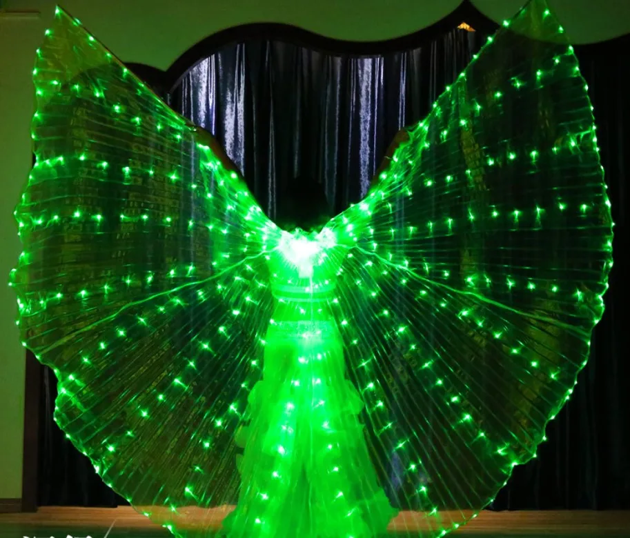 Women White Costume Angel LED Isis Wing With Sticks Golden Colorful Bellydance Accessory 360 Open Free Shipping | Тематическая
