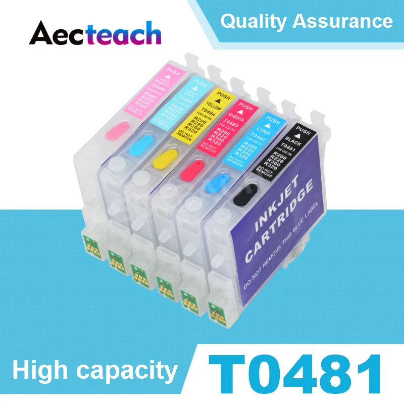 Многоразовый картридж Aecteach T0481 T0482 T0483 T0485 T0486 для принтеров Epson Stylus Photo R200 R220 R300 R300M