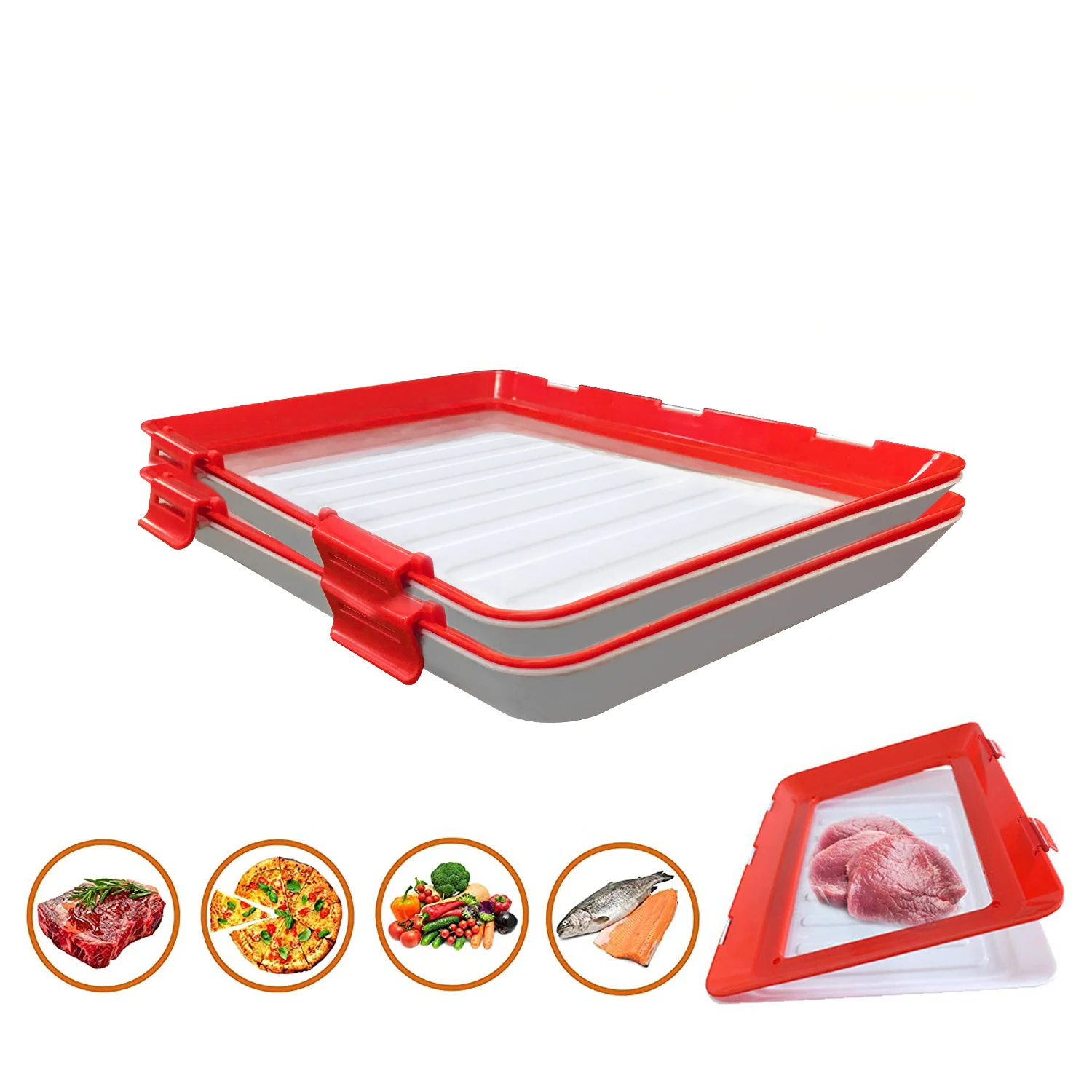 

7PCS Clever Tray Creative Food Preservation Tray Plastic Kitchen Food Storage Tray Food Fresh Organizer Reusable Serving Trays