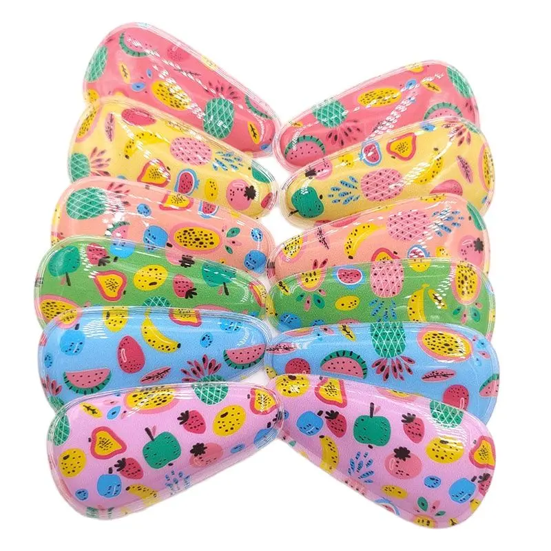 

24Pcs/Lot 5.5cm Print Fruit Pu Padded Applique Snap Clip Cover For BB Hair Clip Accessories