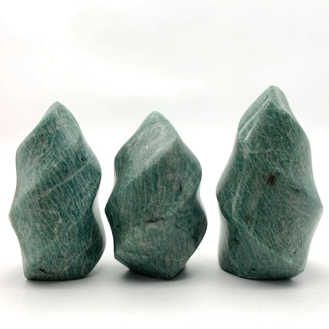 

Natural Amazonite Quartz Polished Flame Shaped Stones Crystal Display Mineral Gem Stones Gifts Healing Decor Minerals