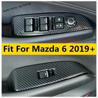 for mazda 6 2019 2021 inner door armrest handle window lift switch button panel cover trim abs carbon fiber interior accessories