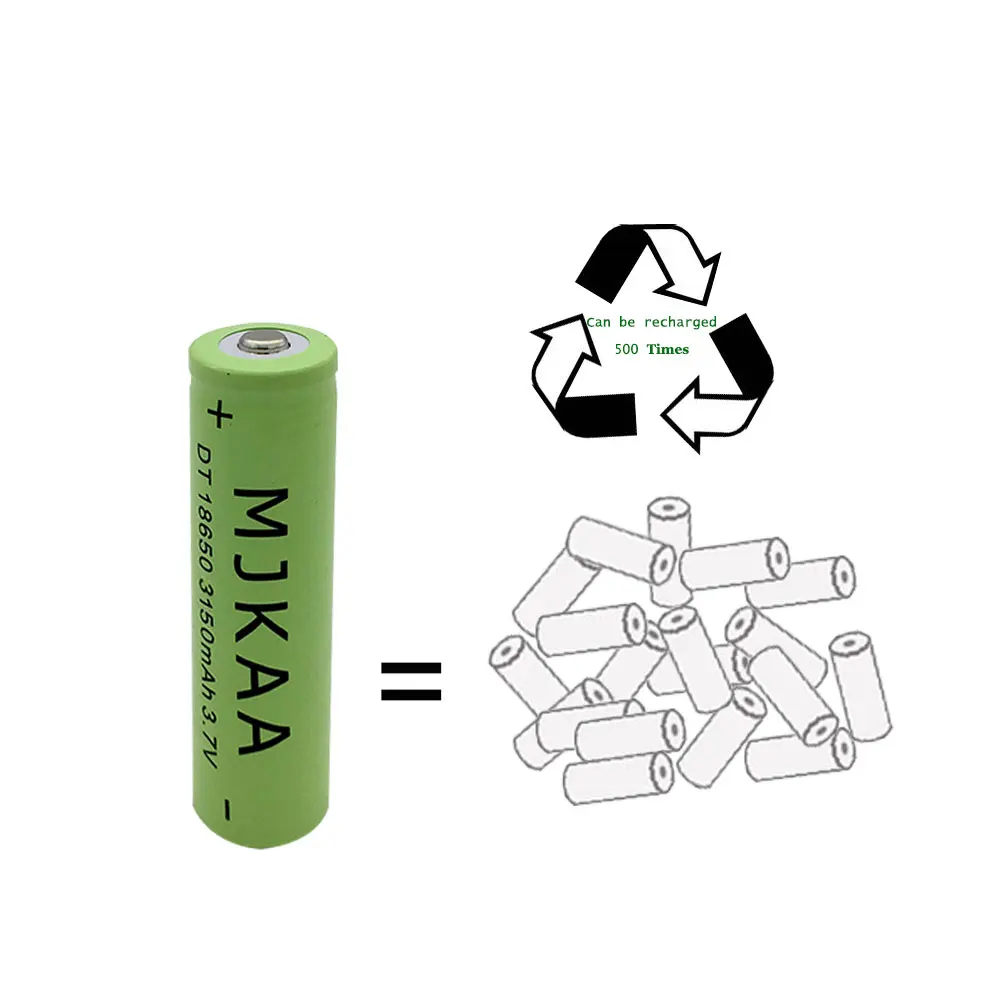 2 шт 3150mah 18650 литий-ионная аккумуляторная батарея 3 7 V батареи для светодиодный
