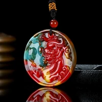 natural jade colorful jade round dragon pendant pendant for men and women