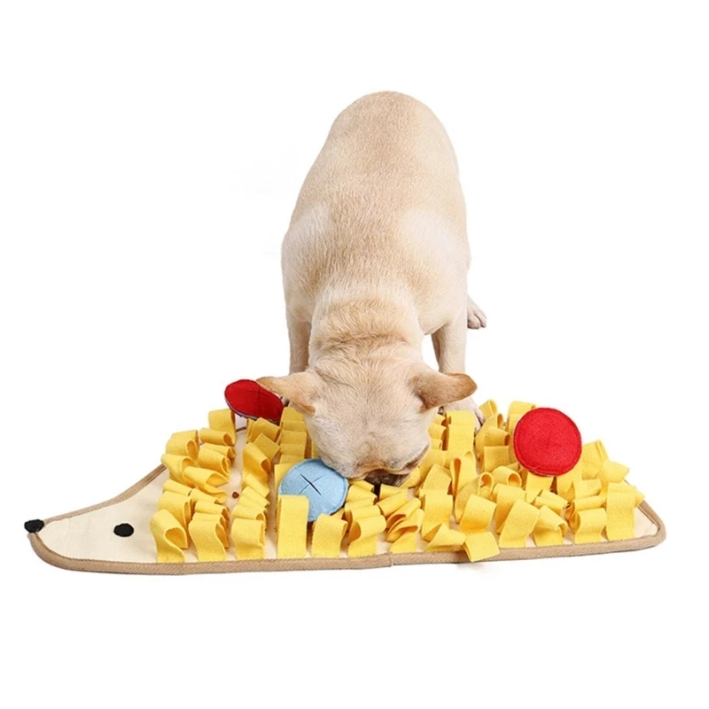 

Pet Snuffle Mat Durable Washable Yellow Hedgehog Shaped Dog Slow Feeding Mat