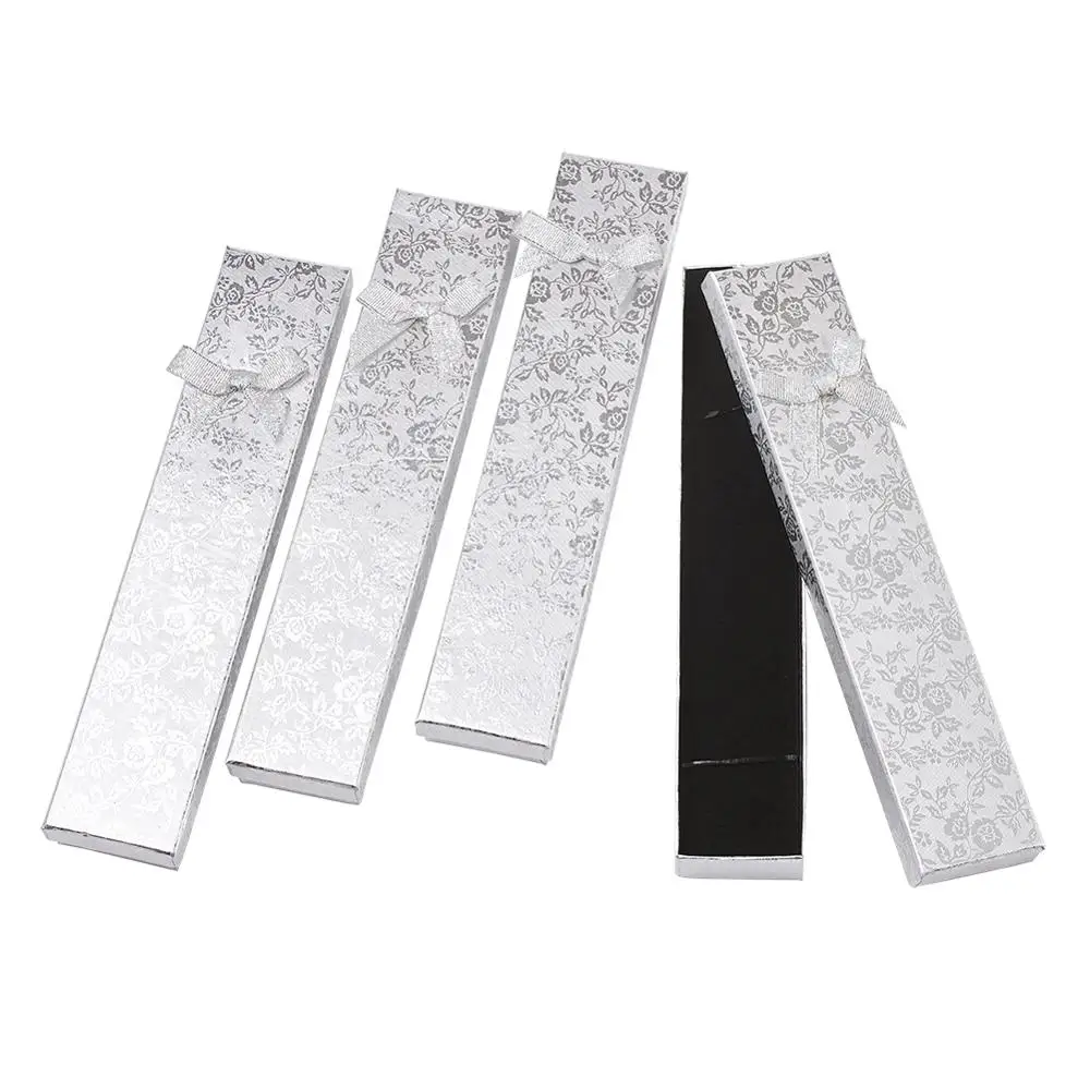 12 шт. прямоугольные коробки для ожерелий с бантиком и губкой внутри браслетов или