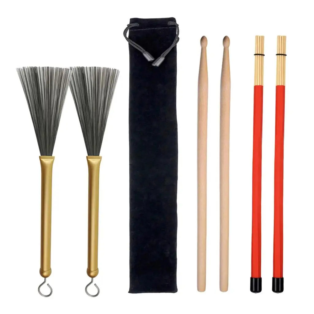 

1/set 5A Drumsticks Retractable Drum Wire Brushes Rod Brush Sticks for Drum