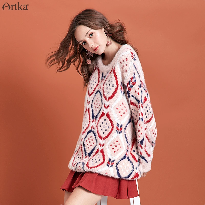 ARTKA 2019 Зимний новый женский свитер модный винтажный дизайн трикотажные свитера