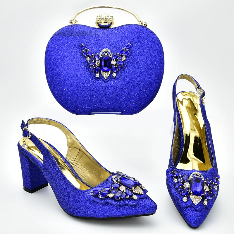 Новейший комплект из туфель и сумочки золотого цвета в нигерийском стиле