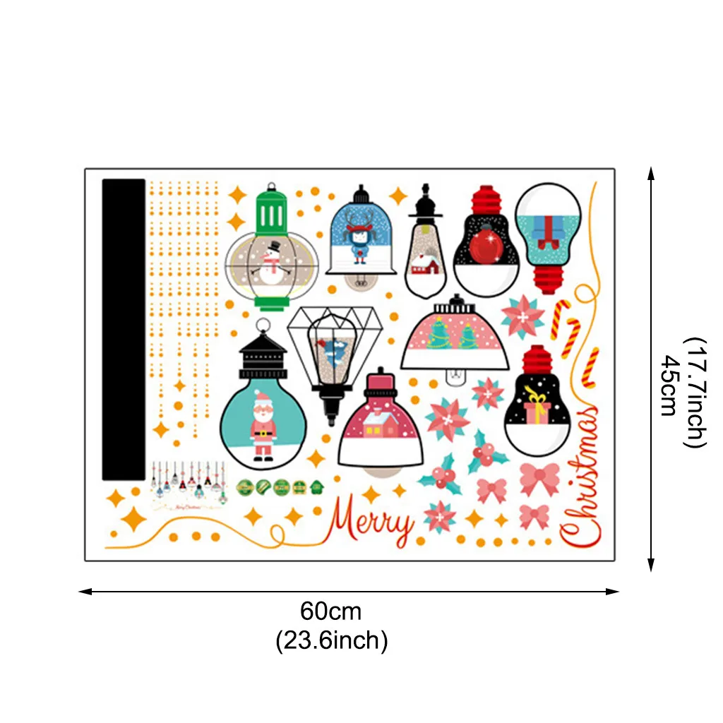 45x60 см рождественские снежинки Рождественские шары настенные наклейки Декор для