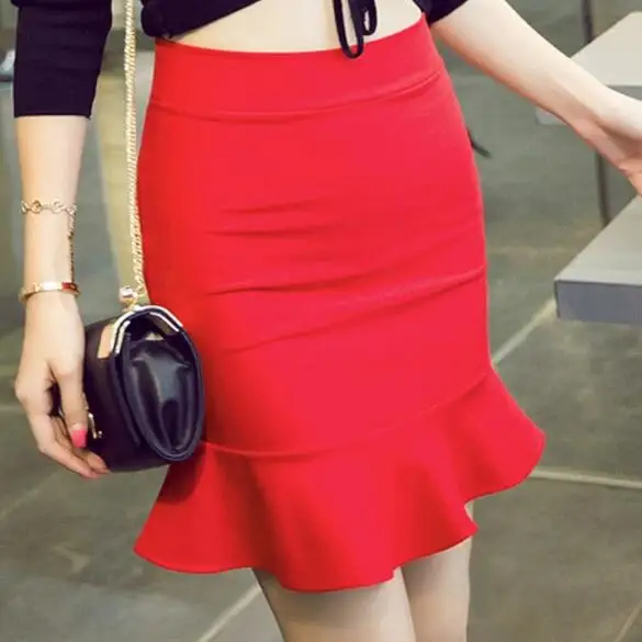 Короткая юбка русалки Черная роза синяя красная карандаш 3XL 4XL 5XL размера плюс