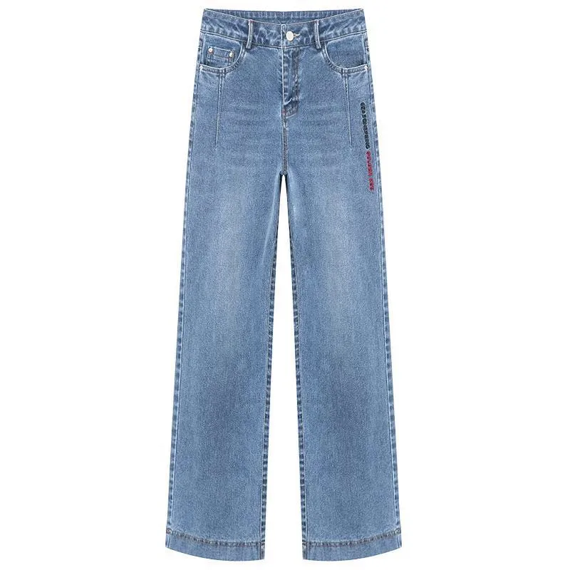 

Flare Jeans Women Wide Leg Pants Denim Trousers High Waist Embroider Jeans Pants Stretchy Casual Bottoms Pantalon Palazzo